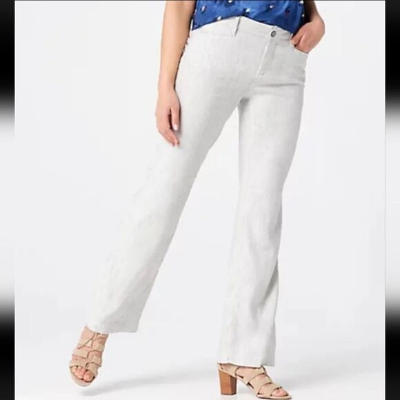 NWT Curves 360 By NYDJ Slubby Black and White Stripe The Trouser Pants - Picture 1 of 9